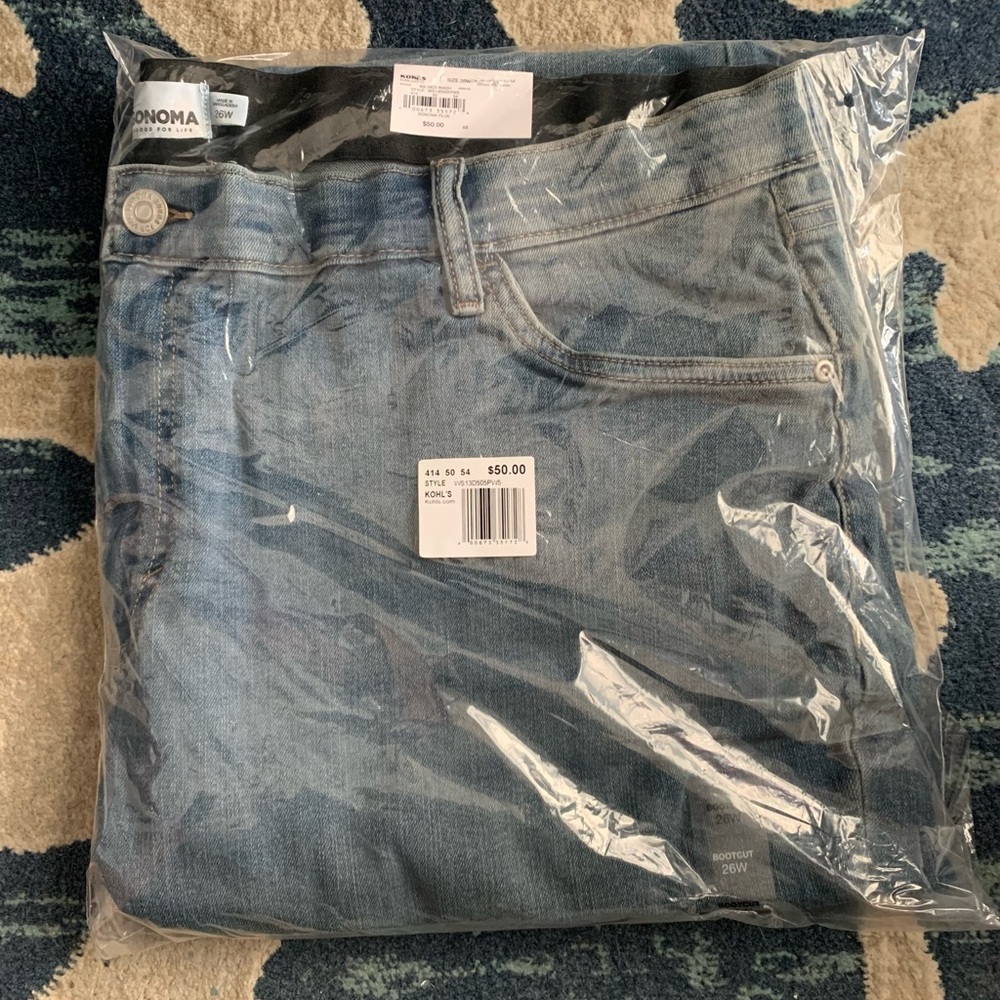 Sonoma Women’s Plus Size 26 Bootcut Blue Denim Jeans New with Tags